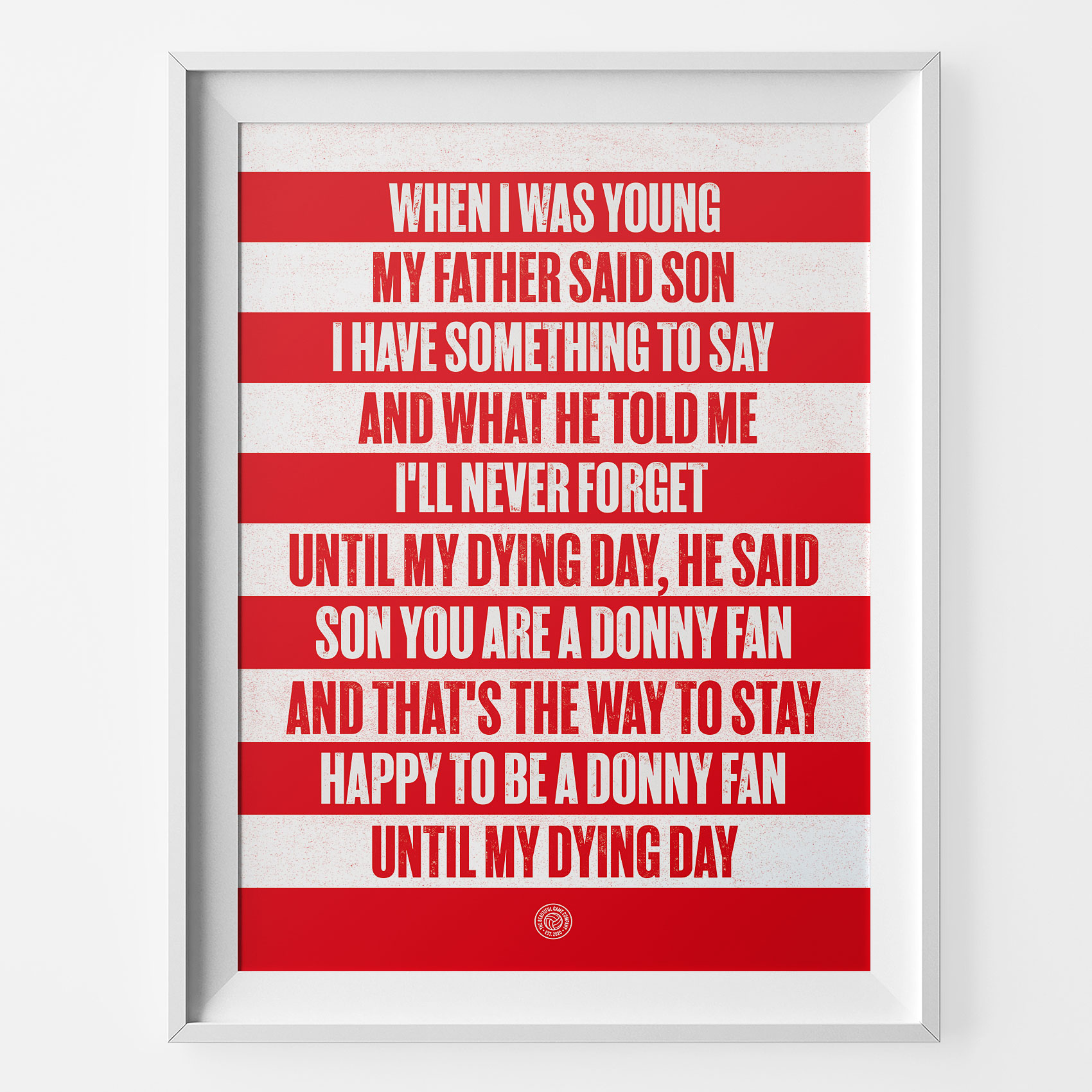 Doncaster When I Was Young Football Song Print