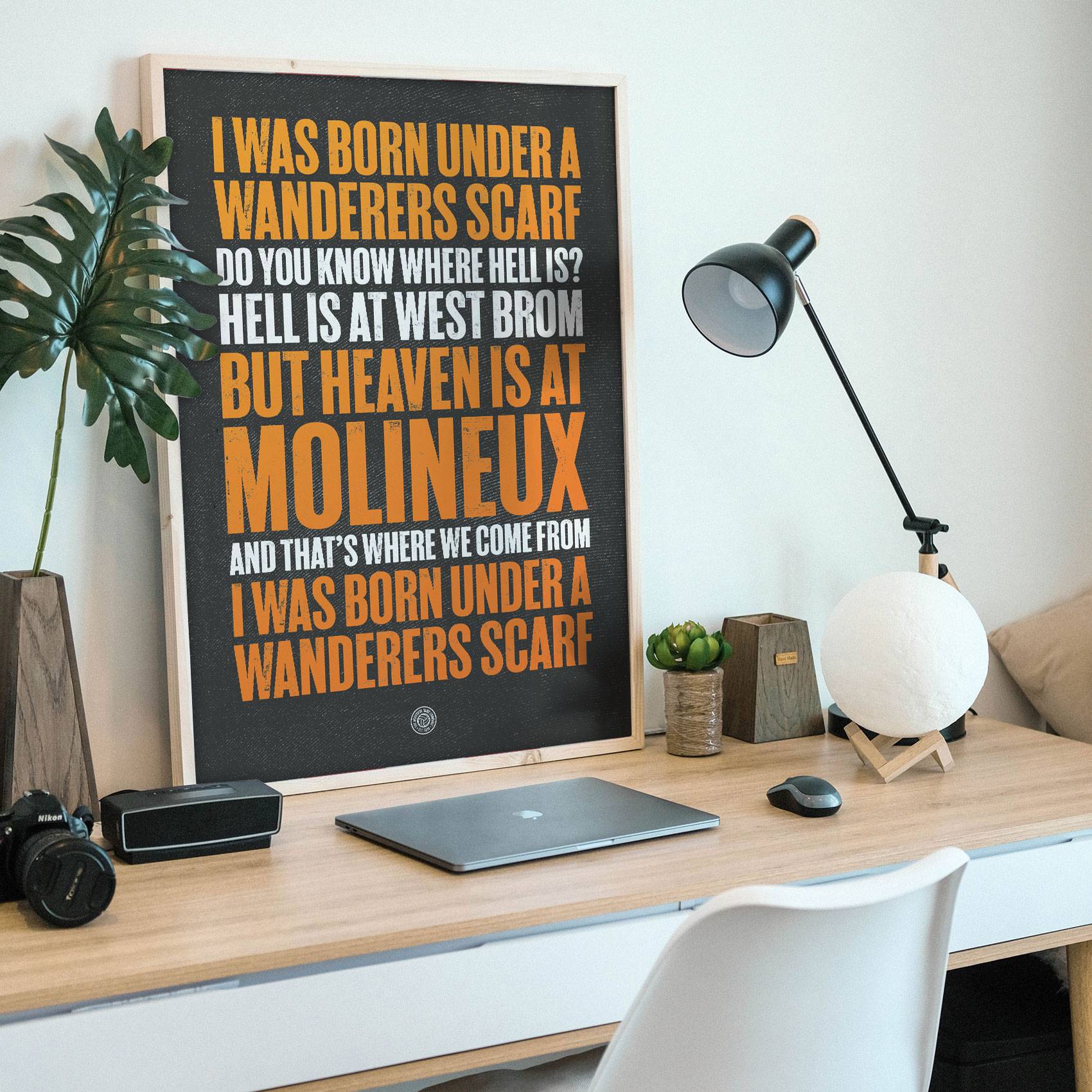 Wolverhampton Wanderers Scarf Football Song Print