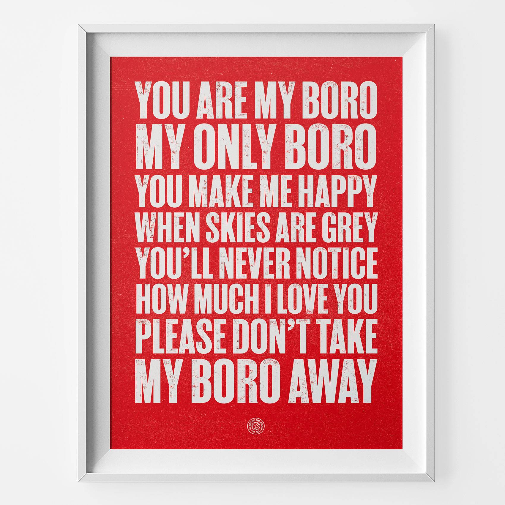 Middlesbrough My Boro Football Song Print