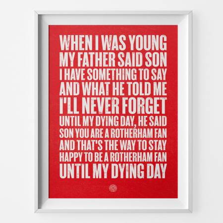 Rotherham When I Was Young Football Song Print