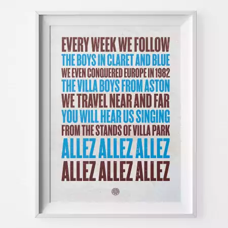 Aston Villa Allez Football Song Print