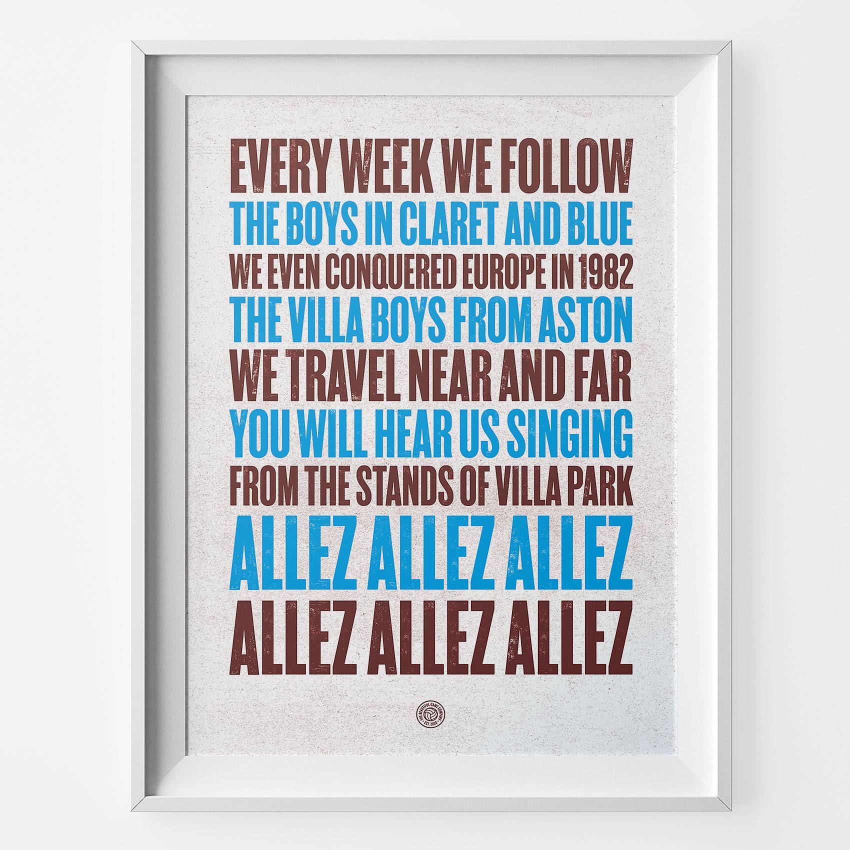 Aston Villa Allez Football Song Print