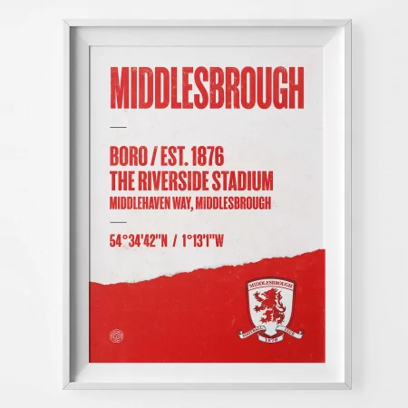 Middlesbrough Football Song Print